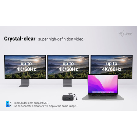 i-tec USB-C DP Dual HDMI 4K 60Hz adapteris su 5xUSB-A
