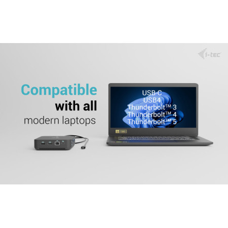 i-tec USB-C DP Dvigubas HDMI 4K 60Hz su 5 USB-A ir 100W Įkrovikliu