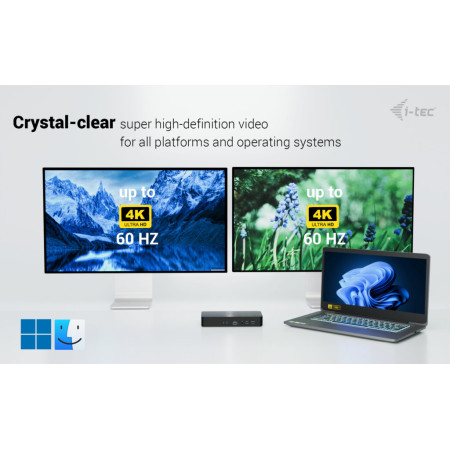 i-tec Universalus Išmanusis Dvigubas Ekrano Dokas 100W