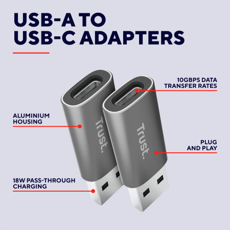 Trust CALYX USB-A - USB-C M/F 2 vnt.