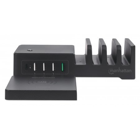 5x USB ir Qi 55W Įkroviklis su 1x USB-C ir 3x USB-A
