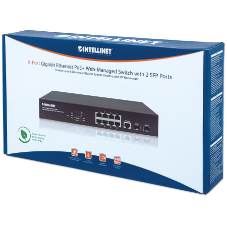 Intellinet 561167 8x RJ45 Gigabit PoE+ Sujungiklis