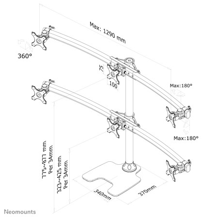 Monitoriaus Laikiklis arba Stovas 27" Juodas NEOMOUNTS