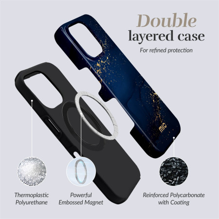 MIO Midnight Sparkle MagSafe dėklas, suderinamas su iPhone 16 Plus