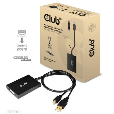 Mini DP į DVI-I aktyvus adapteris CLUB3D CAC-1130