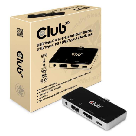 USB-C į HDMI 4in1 HUB CLUB3D CSV-1591