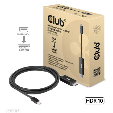 MiniDP į HDMI kabelis 1.8m CLUB3D