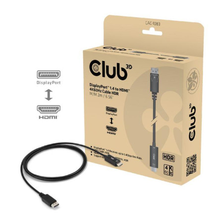 DisplayPort į HDMI kabelis 2m CLUB3D