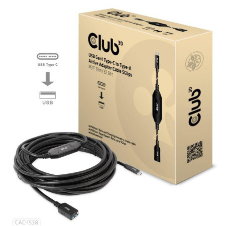 USB-C į USB kabelis 10m CLUB3D