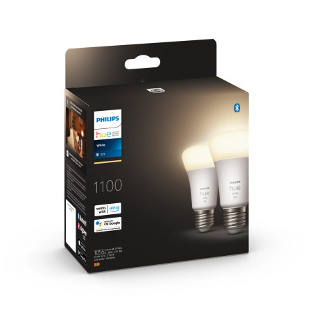Philips Hue balta A60 E27 išmanioji lemputė 1100 lm (2 pakuotės)