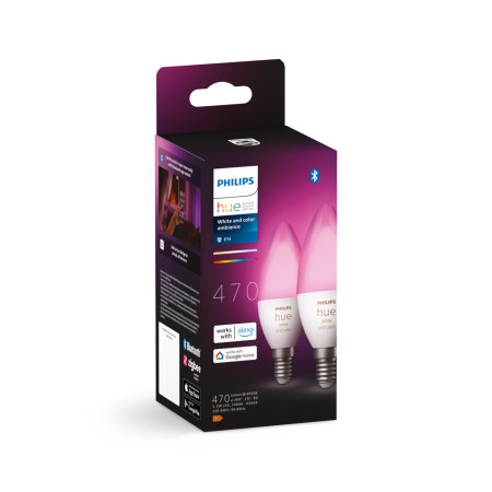 Philips Hue E14 5,3W RGBW žvakė (2 pakuotės)