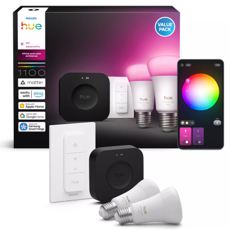 Philips Hue Bridge Pro + 2 x E27 + Dimerio jungiklis