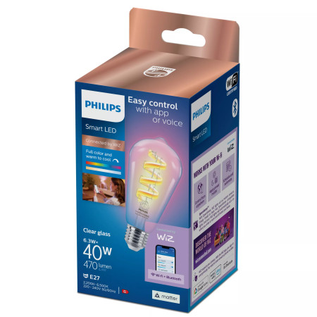 Philips Smart Filament E27 ST64 6,3 W (40 W), RGBW