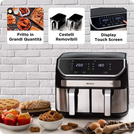 Ariete Beztirščio keptuvė Dual juodai sidabrinė