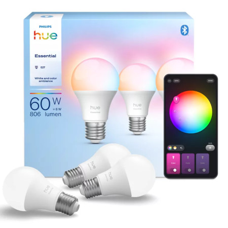 Philips Hue Essential A60 - 8W - 3 vnt.