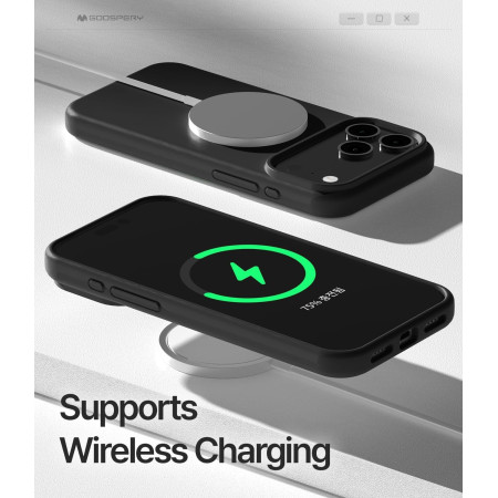 Dėklas Mercury Pure Magsafe silikoninis Apple iPhone 17 Pro juodas