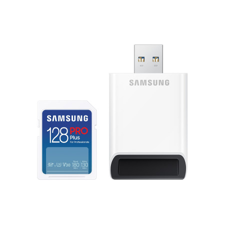 Samsung PRO Plus SDXC 128GB UHS-I U3 su skaitytuvu