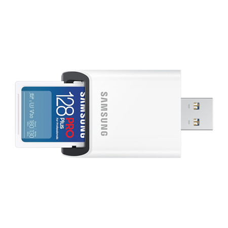 Samsung PRO Plus SDXC 128GB UHS-I U3 su skaitytuvu