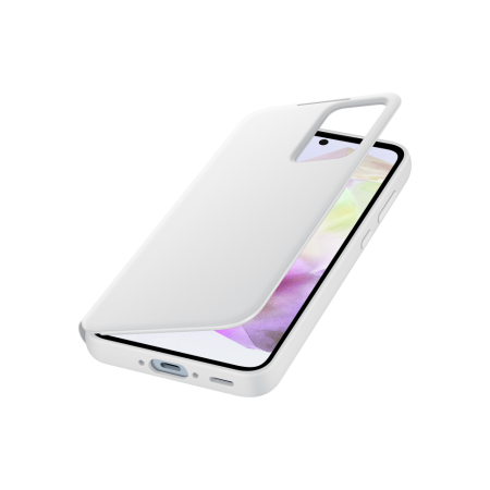 Samsung Galaxy A35 Smart View piniginės dėklas baltos spalvos