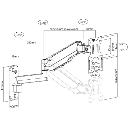 Techly sieninis laikiklis TV LED/LCD 17"-32"