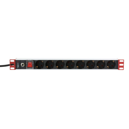 Techly 106893 19 colių PDU Rack maitinimo juosta 1U, 8x Schuko, 250V/16A