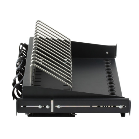 Techly 19 colių 1U ištraukiama lentyna, skirta 14 mobiliųjų įrenginių įkrovimui