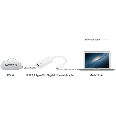 Techly Gigabit tinklo adapteris USB-C 3.1 į RJ45