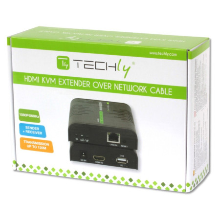 Techly KVM Extender HDMI+USB iki 120m