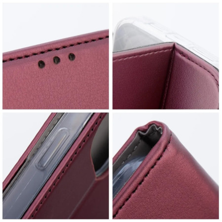 Tamsiai raudonas Smart Magnetic dėklas Xiaomi Redmi 14C/Redmi A4/Poco C75