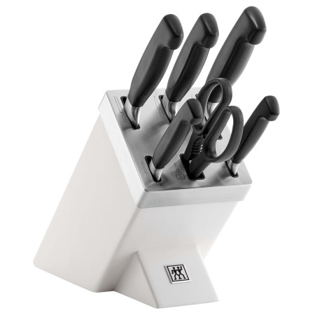 Zwilling Four Star 7 dalių rinkinys su savaime aštrinančiu bloku baltas