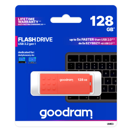 GOODRAM 128GB UME 3 USB atmintinė oranžinė