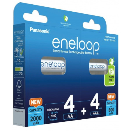 Panasonic Eneloop 4x AA 2000mAh + 4x AAA 800mAh rinkinys