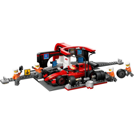 LEGO City 60443 F1 pit stop ir mechanikai su Ferrari bolidu