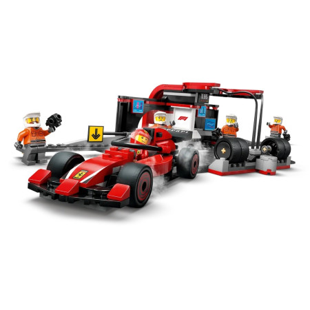 LEGO City 60443 F1 pit stop ir mechanikai su Ferrari bolidu