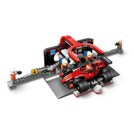 LEGO City 60443 F1 pit stop ir mechanikai su Ferrari bolidu
