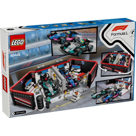 LEGO City 60444 F1 garažas ir Mercedes-AMG bei Alpine bolidai