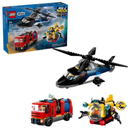 LEGO City 60462 Rinkinys su sraigtasparniu, gaisriniu automobiliu ir povandenine valtimi