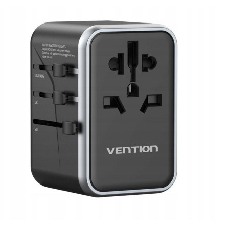 Vention 65W GaN Kroviklis su 2x USB-A ir 2x USB-C Juodas