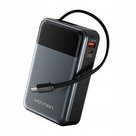 Vention 20000mAh 65W su integruotu USB-C kabeliu