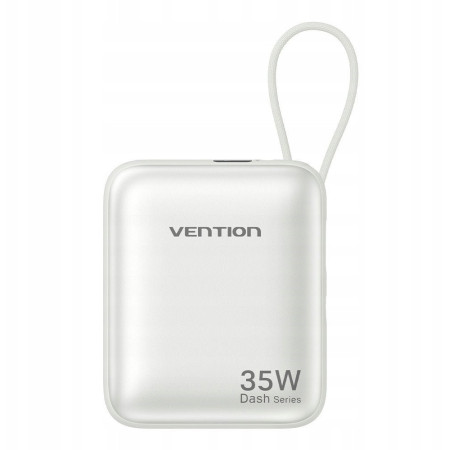 Vention 10000mAh 35W PD su integruotu USB-C kabeliu, kreminis