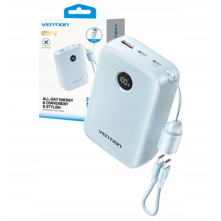Vention 20000mAh 2 x USB-C 1x USB-A su Ekranu 22.5W/Mėlynas