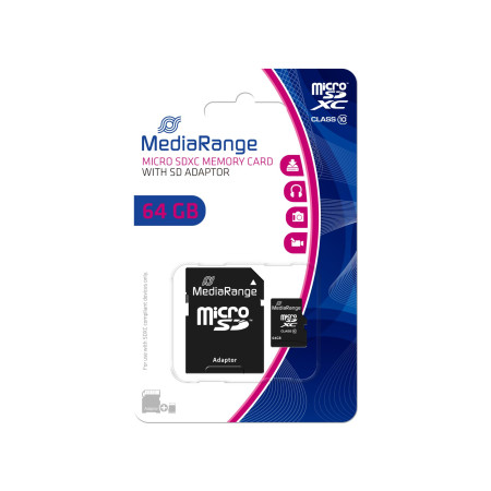 64GB Micro SDXC atminties kortelė su adapteriu MEDIARANGE