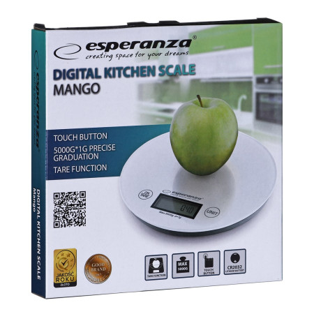 Esperanza Mango EKS003W balta skaitmeninė virtuvės svarstyklė