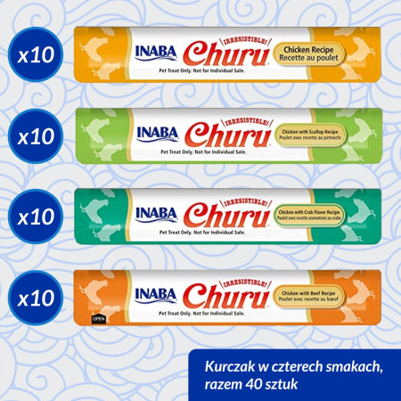 INABA CAT CHURU VARIETIES Vištiena - skanėstas katėms 40x14 g
