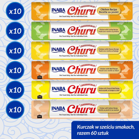 INABA CAT CHURU VARIETIES vištiena - skanėstas katėms 60 x 14 g