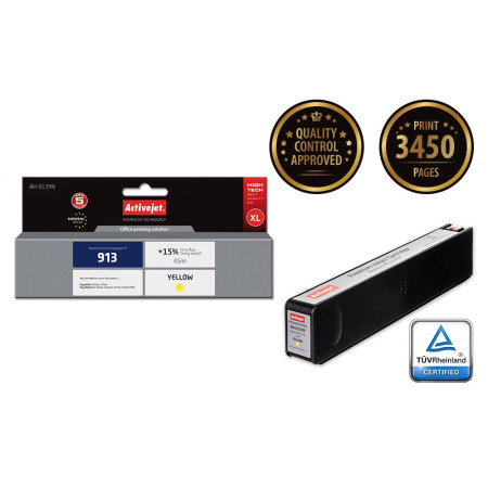 Activejet AH-913YR (HP 913 F6T79AE suderinamas; 45 ml; geltonas)
