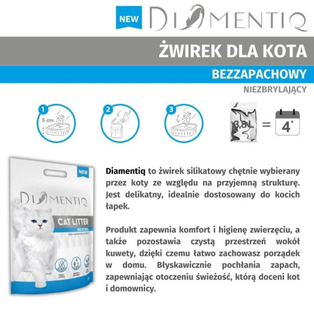 DIAMENTIQ Neutral - neutralus katės kraikas - 30 l