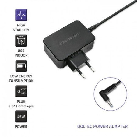 Qoltec 45W Įkroviklis HP Ultrabookui 19.5V 2.31A 4.5*3.0+pin