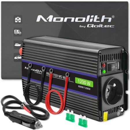 Qoltec Monolith 1200 MS Wave 12V-230V inverteris