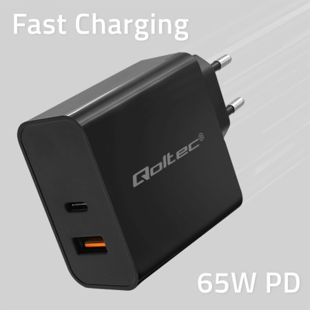 Qoltec Super Quick PD Įkroviklis 65W 1xUSB-C 1xUSB